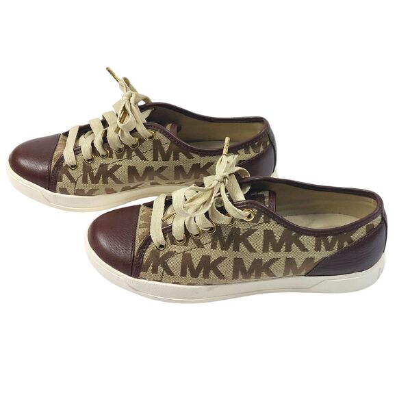 Michael Kors Logo City Sneakers Womens Sz 5 1/2 Medium Brown Excellent Condition - Picture 8 of 16
